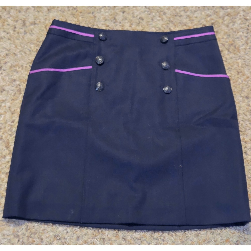 Brooks Brothers Red Fleece A-Line Skirt Women's‎ Size 6 Navy  Side Zip